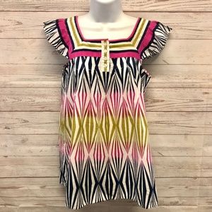 Tibi Geo Print 100% Cotton Blouse